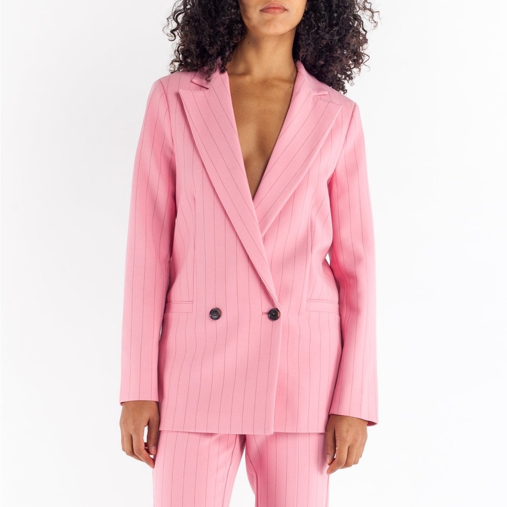 NWOT Ganni Striped Sea Pink Brighton Blazer 40